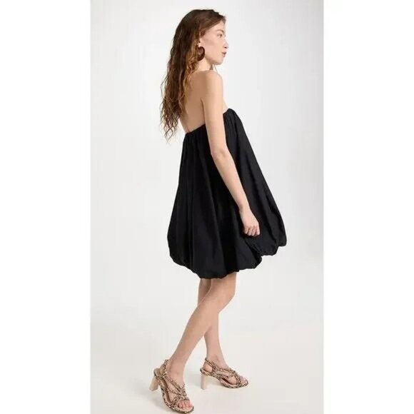 🆕ULLA JOHNSON Polline Bubble Hem Mini Dress Cotton Black 6 - Picture 4 of 13